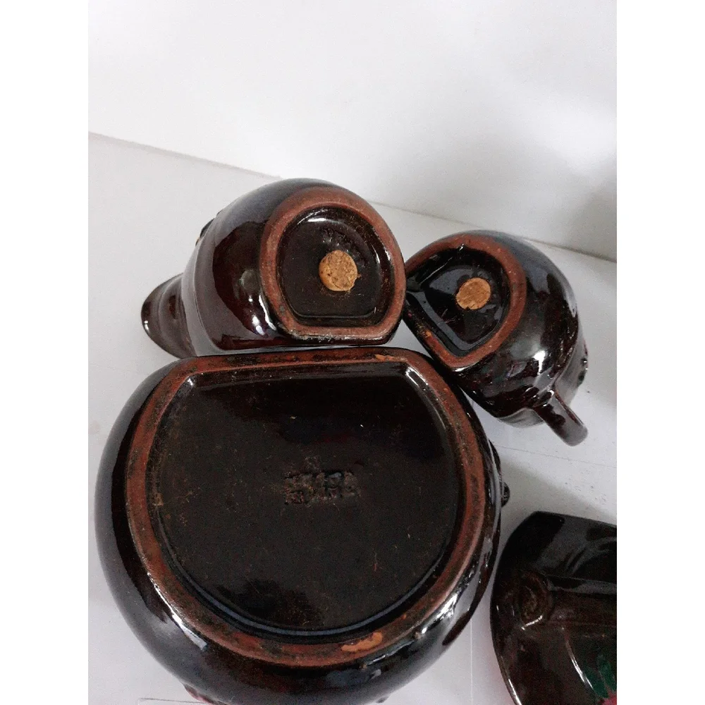 Vintage Japan red clay salt pepper tea pot set